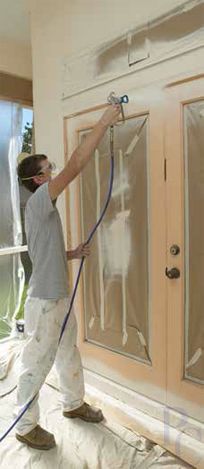 airless spray-painting two-story house
