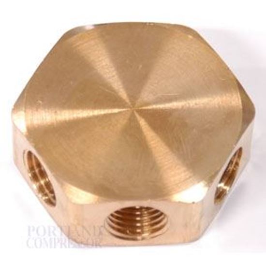 Picture of Manifold, 3-Way, 3/8"npt inlet X 1/4"npt outlets