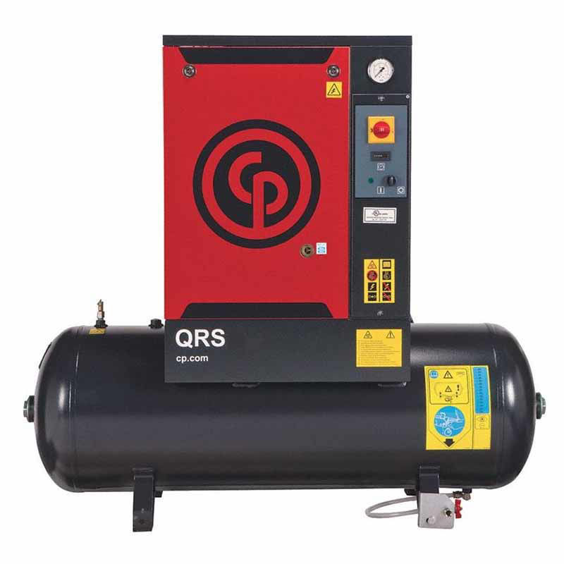 Chicago Pneumatic 3HP Rotary Screw Air Compressor, 3 phase, 60 Gallon Tank  Mounted 9.8 CFM @ 145PSI, QRS 3.0 HP TM