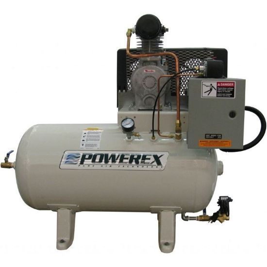 Picture of Powerex OTS0202 2hp Oil Free Reciprocating Compressor, Three Phase, 7.2cfm, 60 Gallon Tank