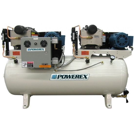 Picture of Powerex STD0504 Duplex 10hp (2x5hp) Oil Free Scroll Air Compressor, 30.4cfm@100psi 120 Gallon 3 Phase