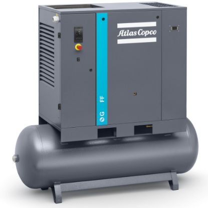 Picture of Atlas Copco G15LFF-125 20hp Rotary Screw Compressor with Dryer, 82cfm 132 Gallon Tank 8153335875